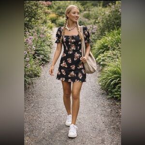 Anthropologie NWT Maeve Puff-Sleeve Slim Linen Mini Dress size XL.